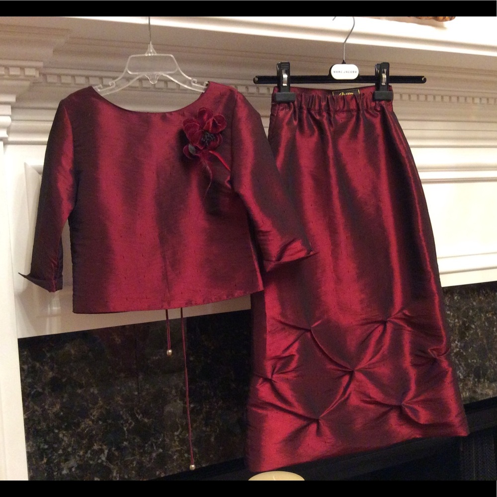 Gorgeous Girl's Taffeta Top and Skirt Set